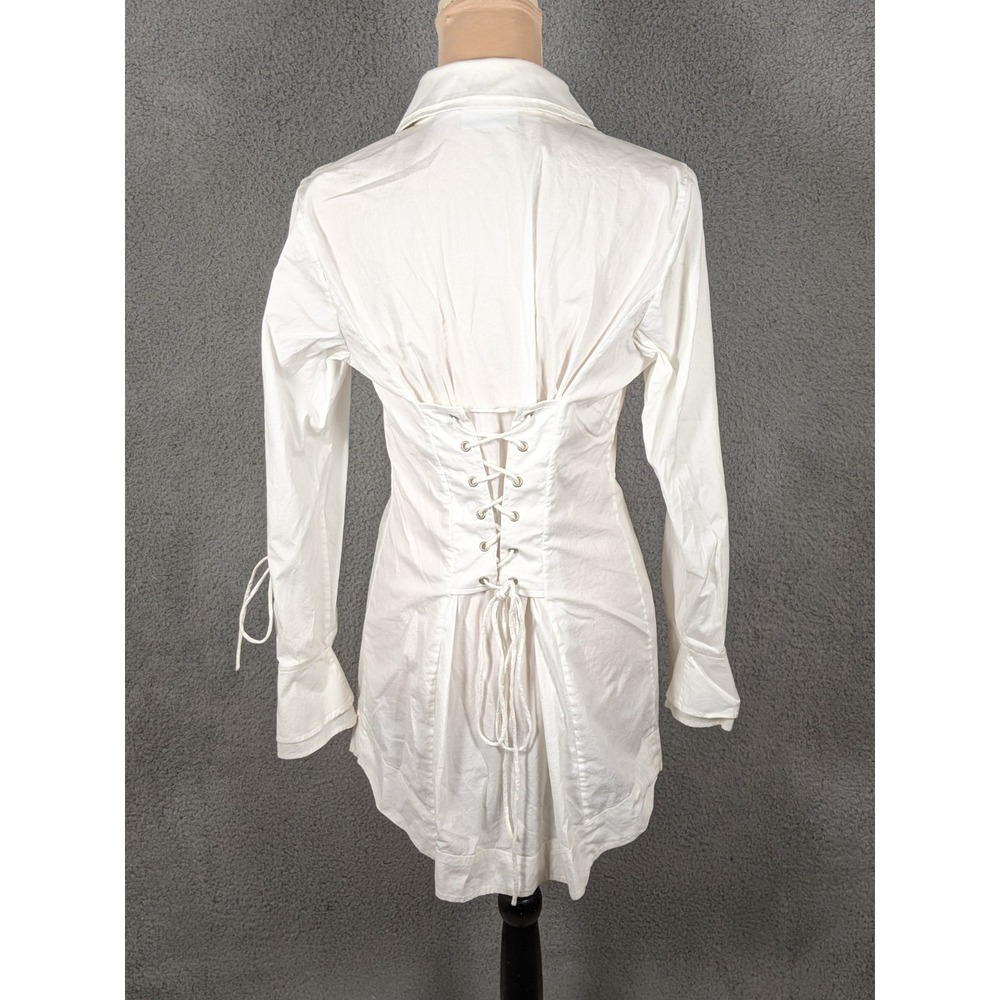 Soft Surroundings Lace Up Corset Shirt Sz S White Sirencore Y2K Romantic Goth